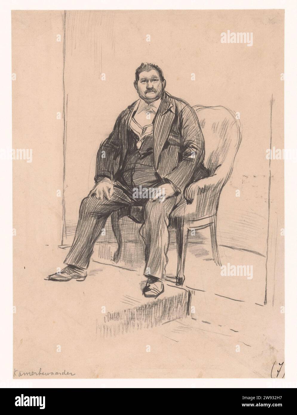Chamber keeper, Pieter de Josselin de Jong, 1887 drawing The room ...