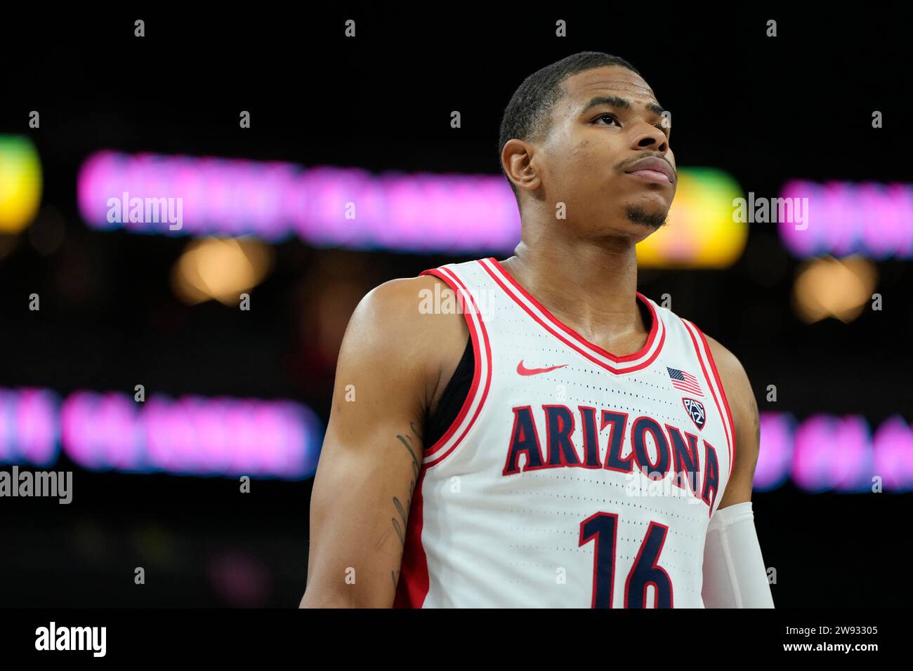 Arizona forward Keshad Johnson looks on during overtime of an NCAA