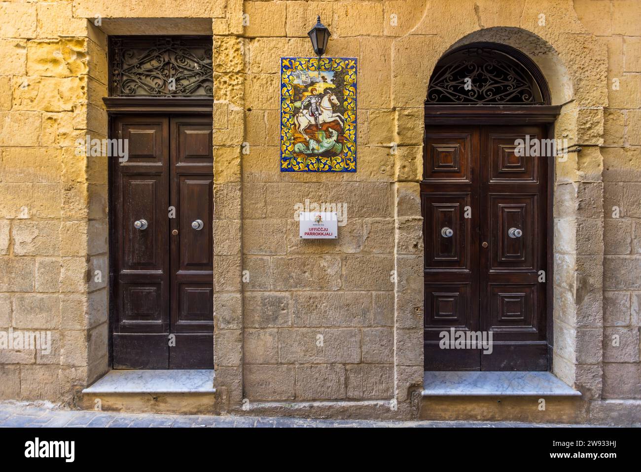 In the streets of Gozo's island capital Victoria, which is called Rabat by the inhabitants Stock Photo