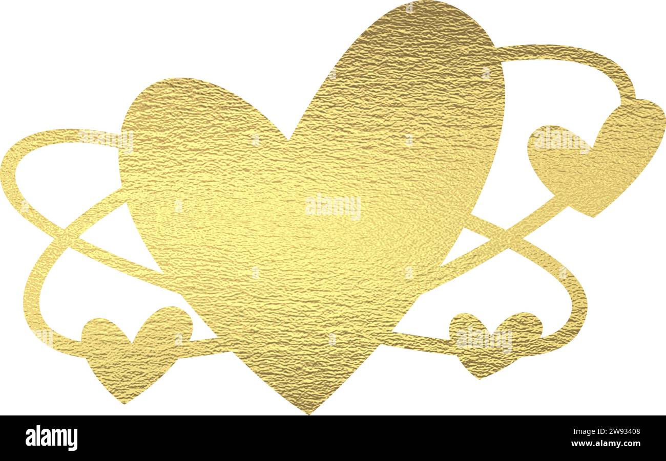 golden heart with transparent background. Gold foil texture Stock ...