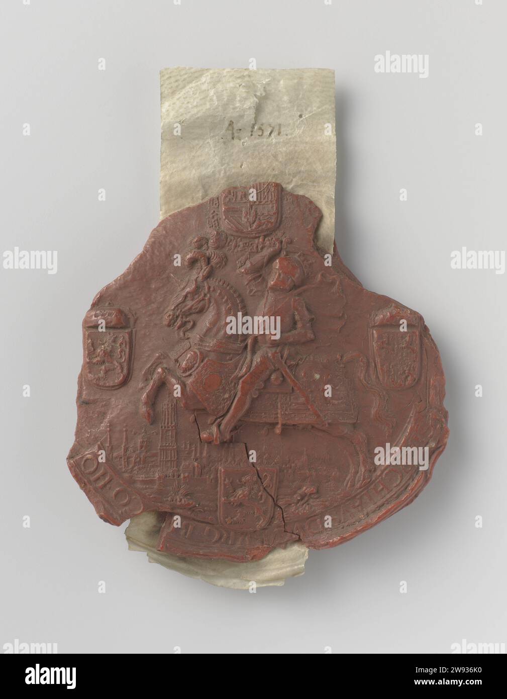 Seal of Philip II., 1571 seal Seal in red was. Front to the left