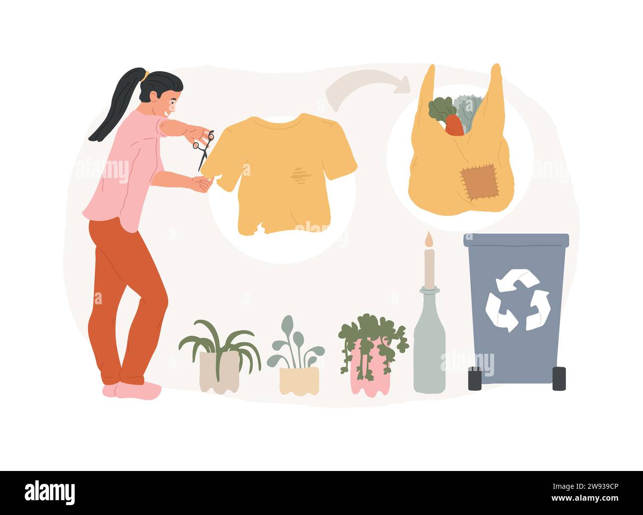 Upcycling isolated concept vector illustration. Creative reuse method, ecology recycling trend 