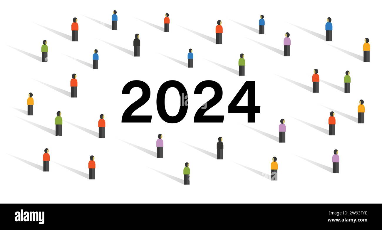 New year 2024 crowd social discussion society community collaboration