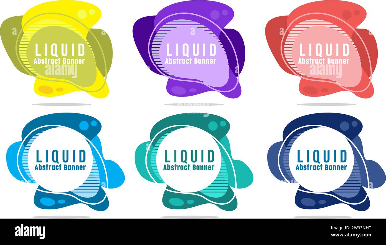 collection of colorful banner graphic elements flowing fluid abstract ...