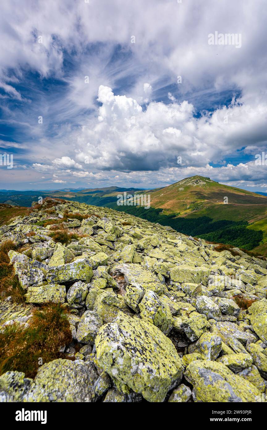 Southern Carpathians mountain landscape. Mt. Straja, Valcan Mountains, Romania. Stock Photo