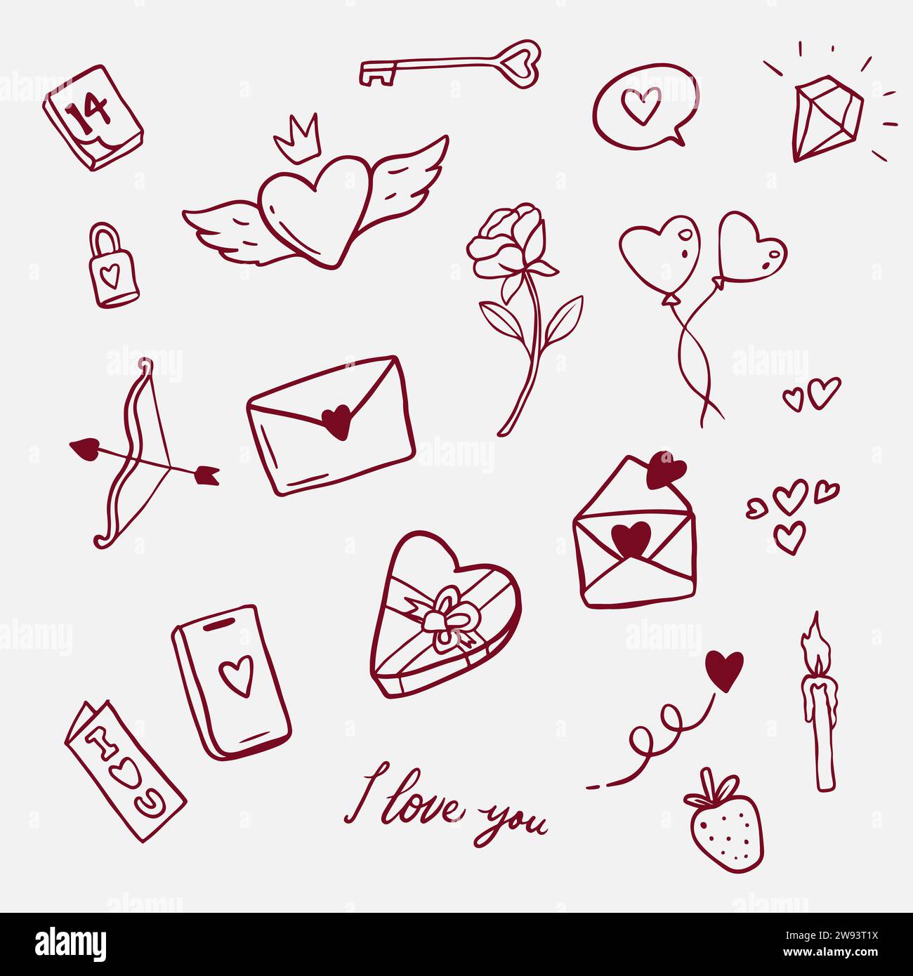 vector hand drawn doodle valentine's day element collection Stock Vector