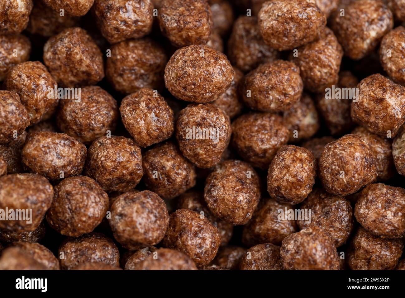 dry chocolate balls sweet and healthy breakfast before cooking, used to make a quick breakfast with milk chocolate flakes Stock Photo