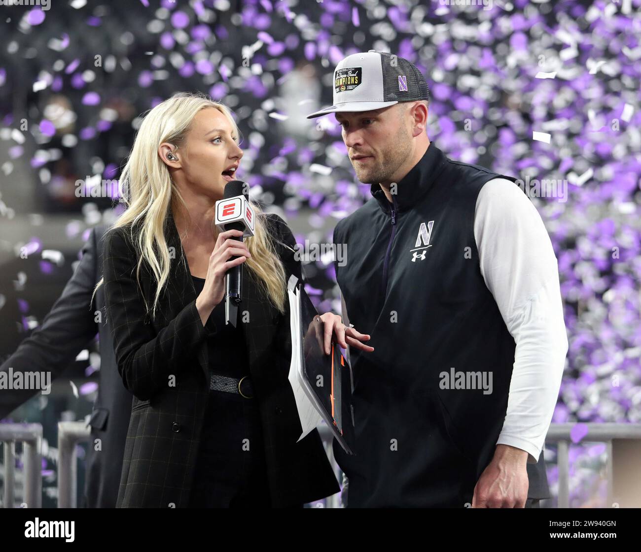December 23, 2023 - ESPN's Stormy Buonantony interviews Northwestern