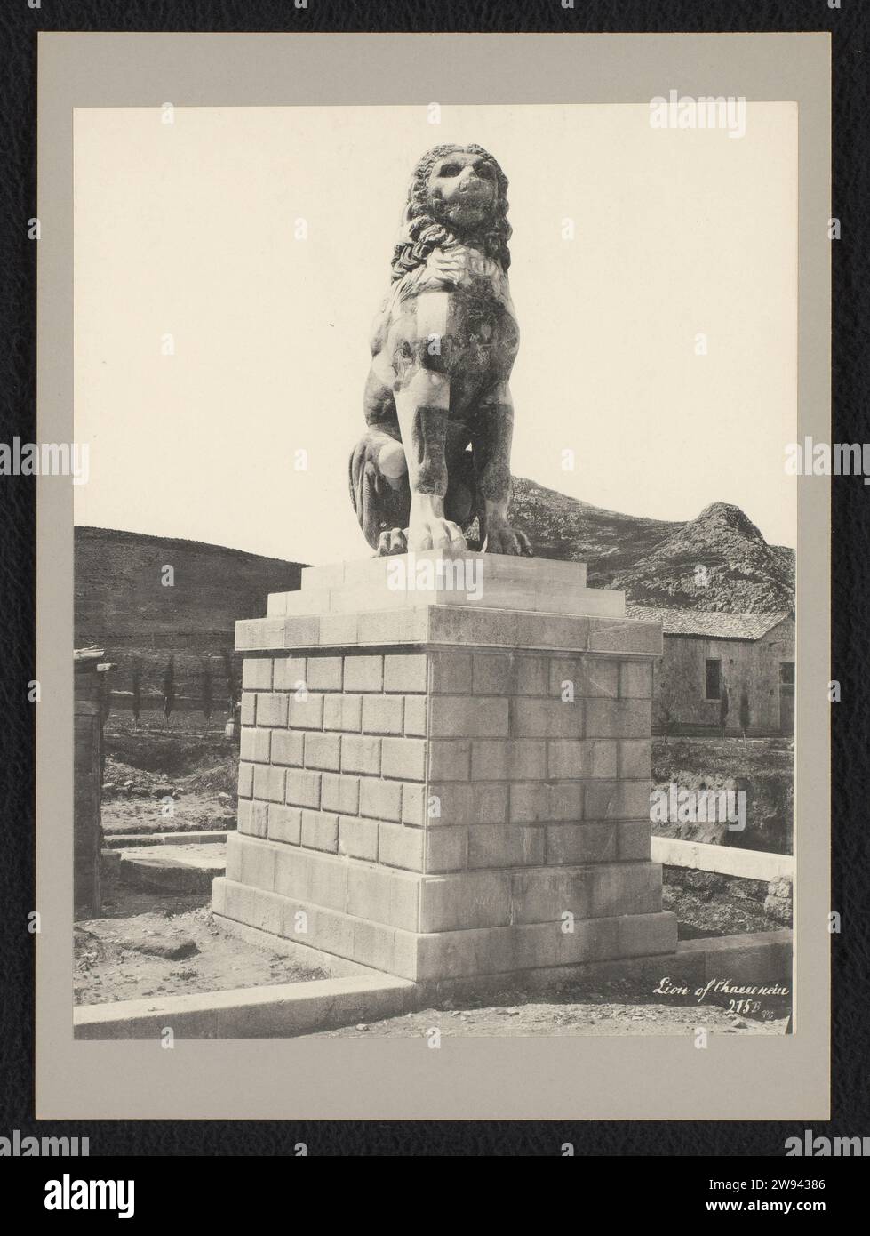 Image of lion on pedestal in Chaeronea, c. 1895 - c. 1915 photograph ...