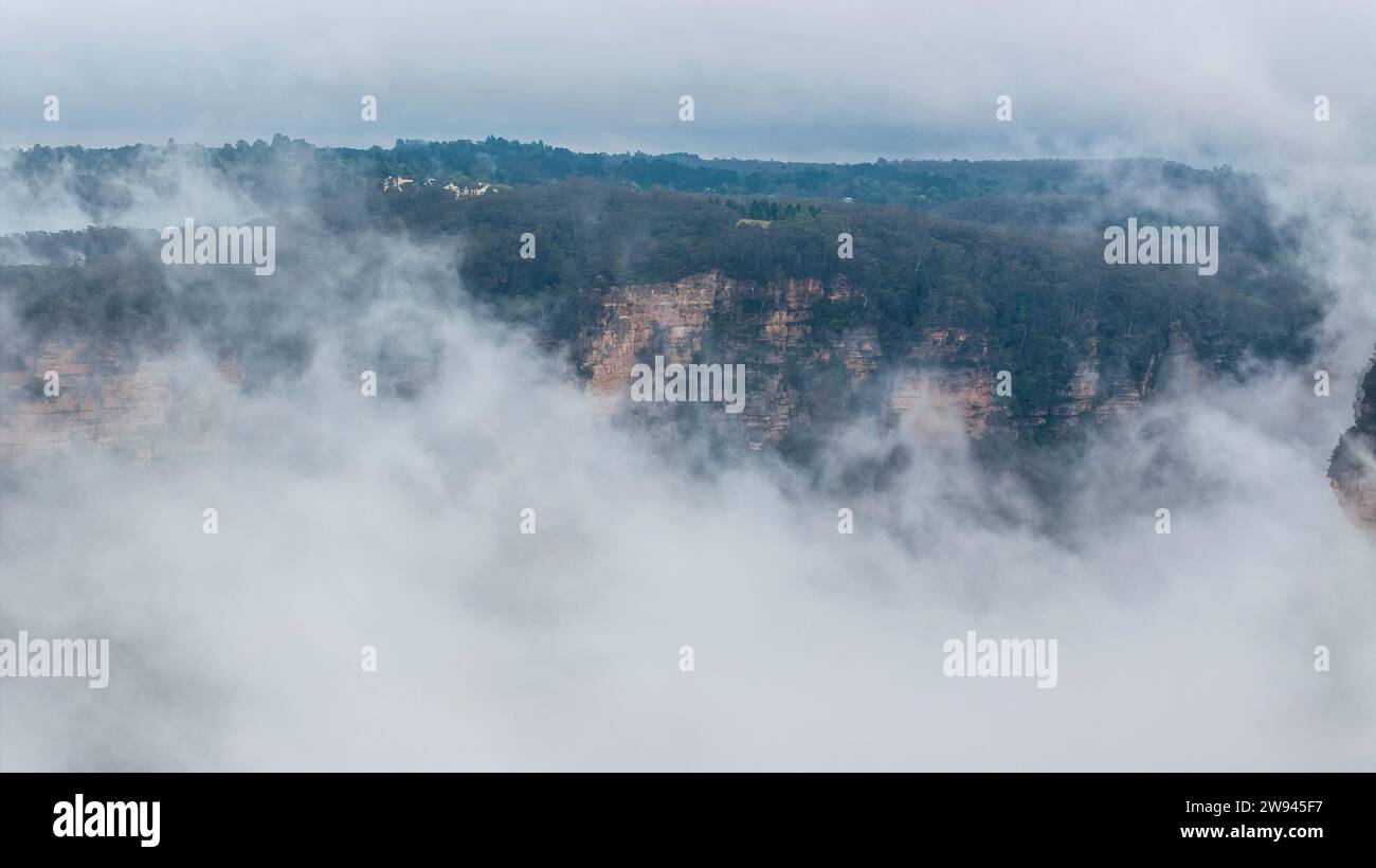 Fog and mist in the mountains Stock Photo