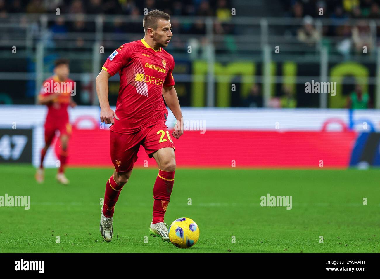 Milan, Italy. 23rd Dec, 2023. Ylber Ramadani of US Lecce seen in action ...