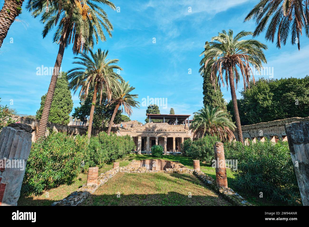 Naples, Italy - November 8 2023: The gardens of Villa di Diomede, the ...
