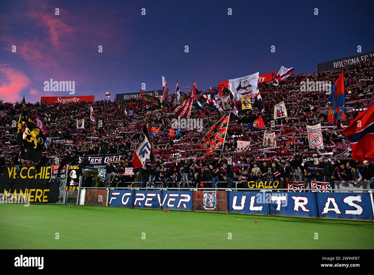 Bologna, Italy. 23rd Dec, 2023. Bologna Fc supporters "Curva Andrea