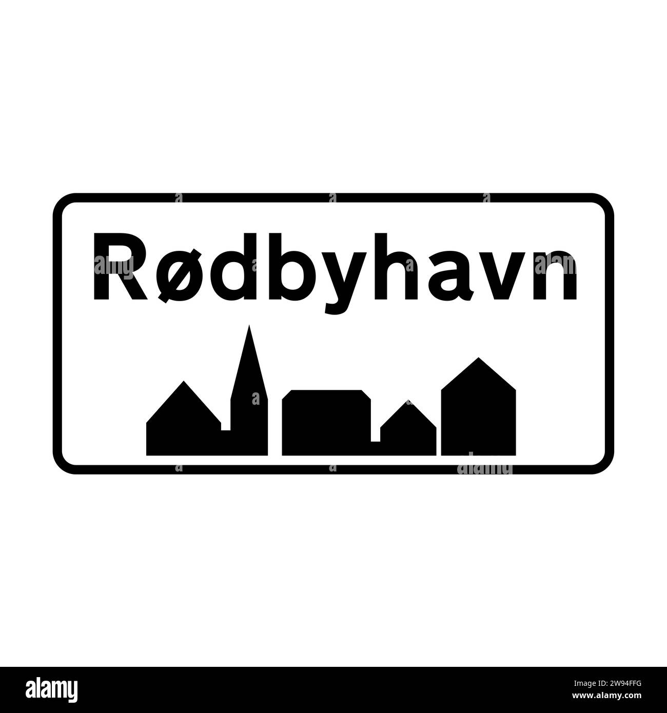 Rødbyhavn city road sign in Denmark Stock Photo
