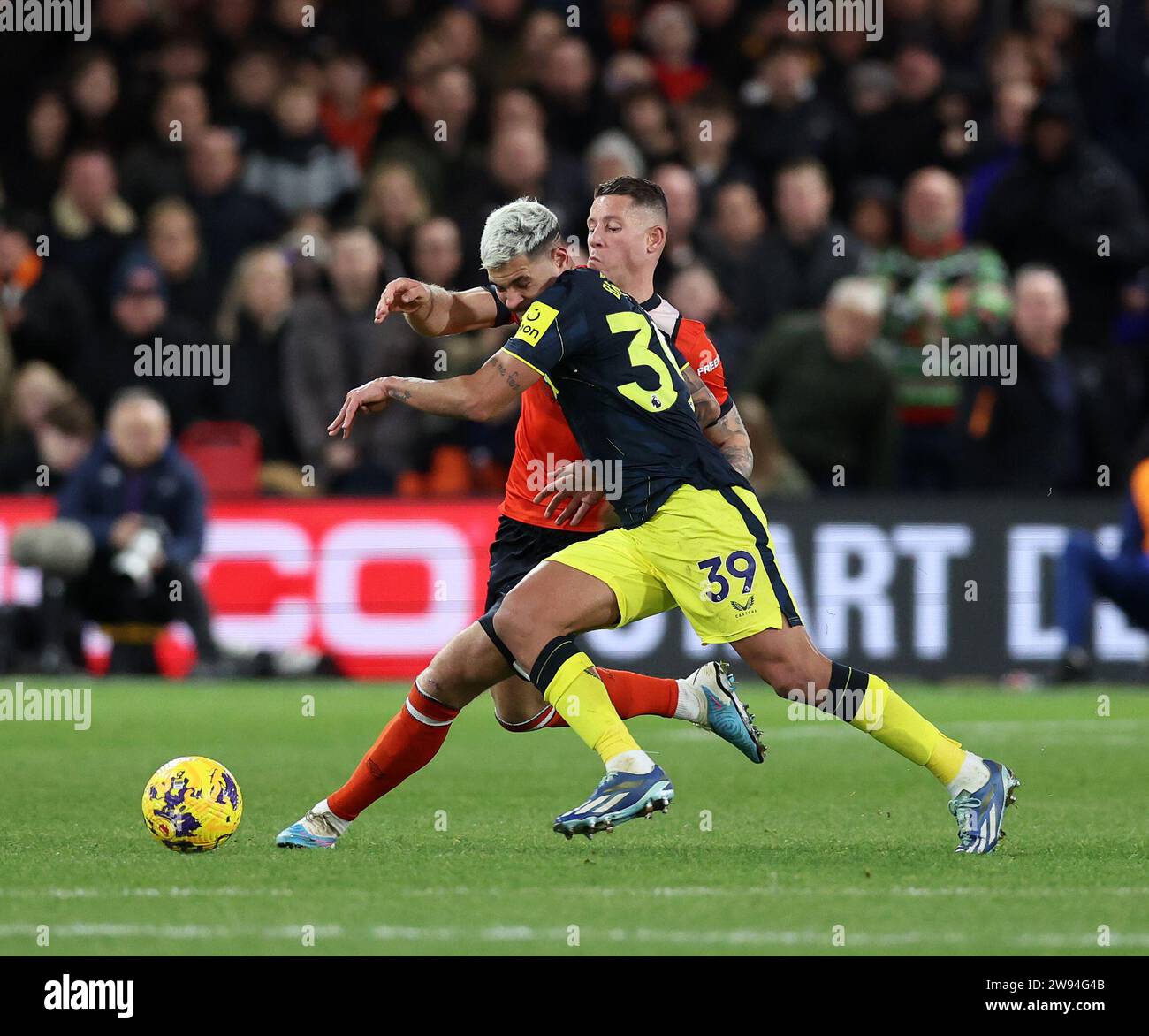 Luton, UK. 23rd Dec, 2023. Ross Barkley with Bruno Guimaraes of