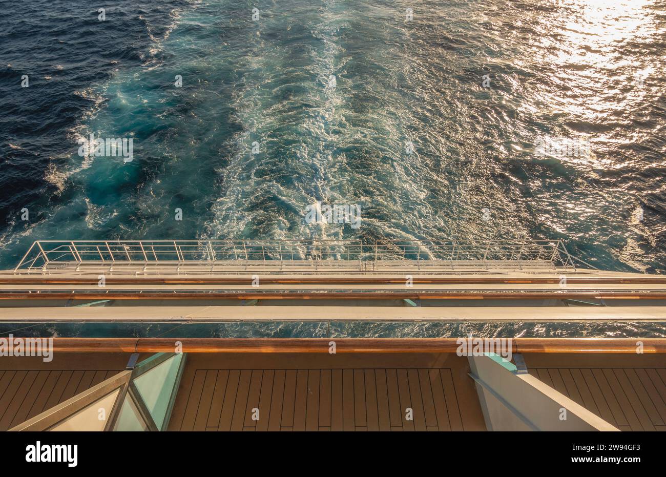 Sunset cruise ship promenade deck Stock Photo - Alamy