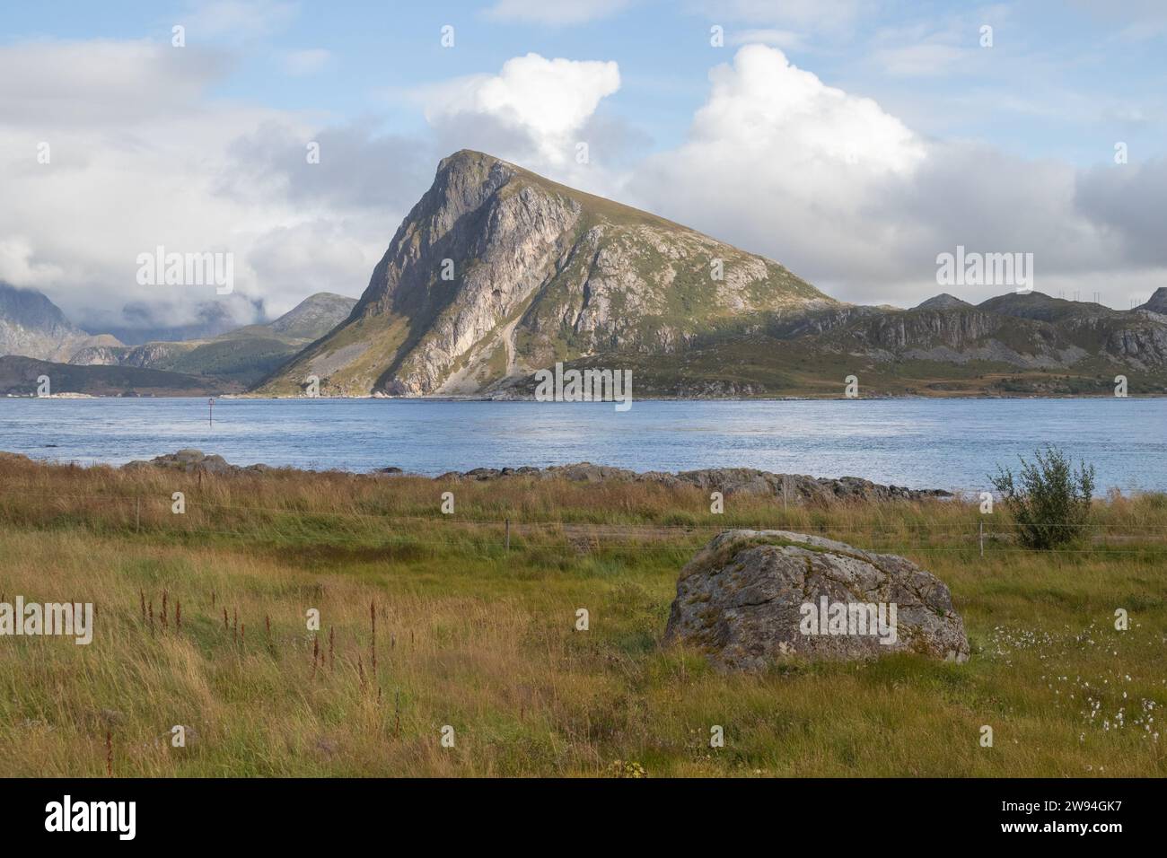 Storsandnes, located on the northern coast of Flakstadoy, Lofoten Islands, Norway Stock Photo