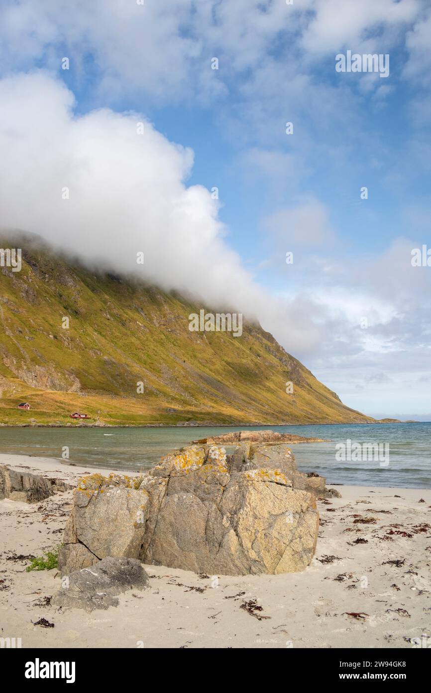 Yttersand Beach, located on the northern tip of Moskenesoy, Lofoten Islands, Norway Stock Photo