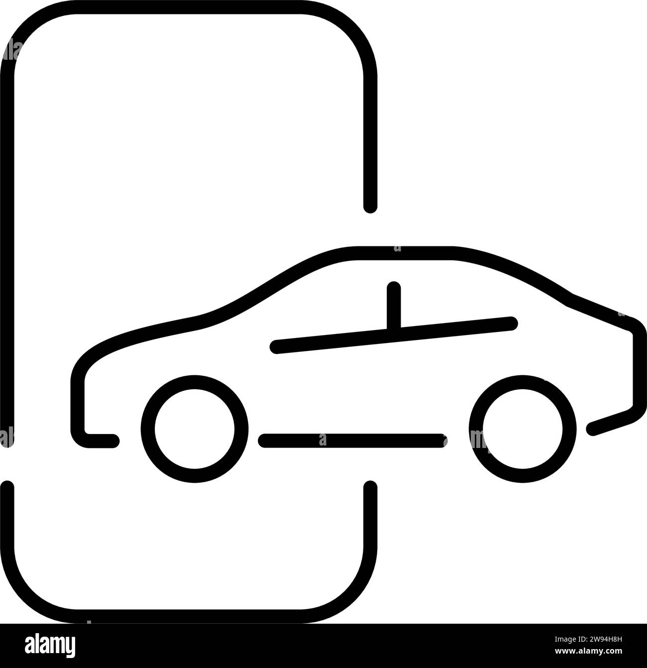 Taxi, rent or car sharing app. Smartphone and side view of car. Pixel