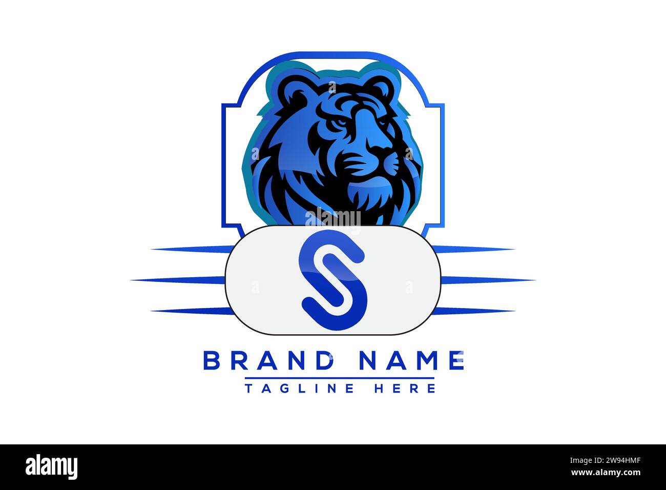 S Tiger logo Blue Design. Vector logo design for business. Stock Vector