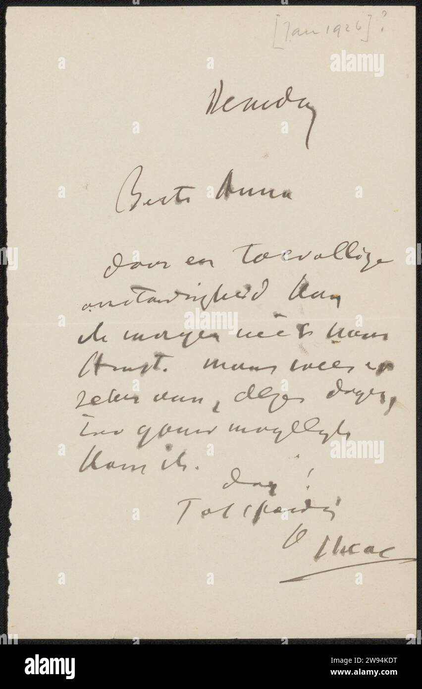 Brief Anna Dorothea DIRK, Isaac Israels, 1875 - letter The Hague paper ...