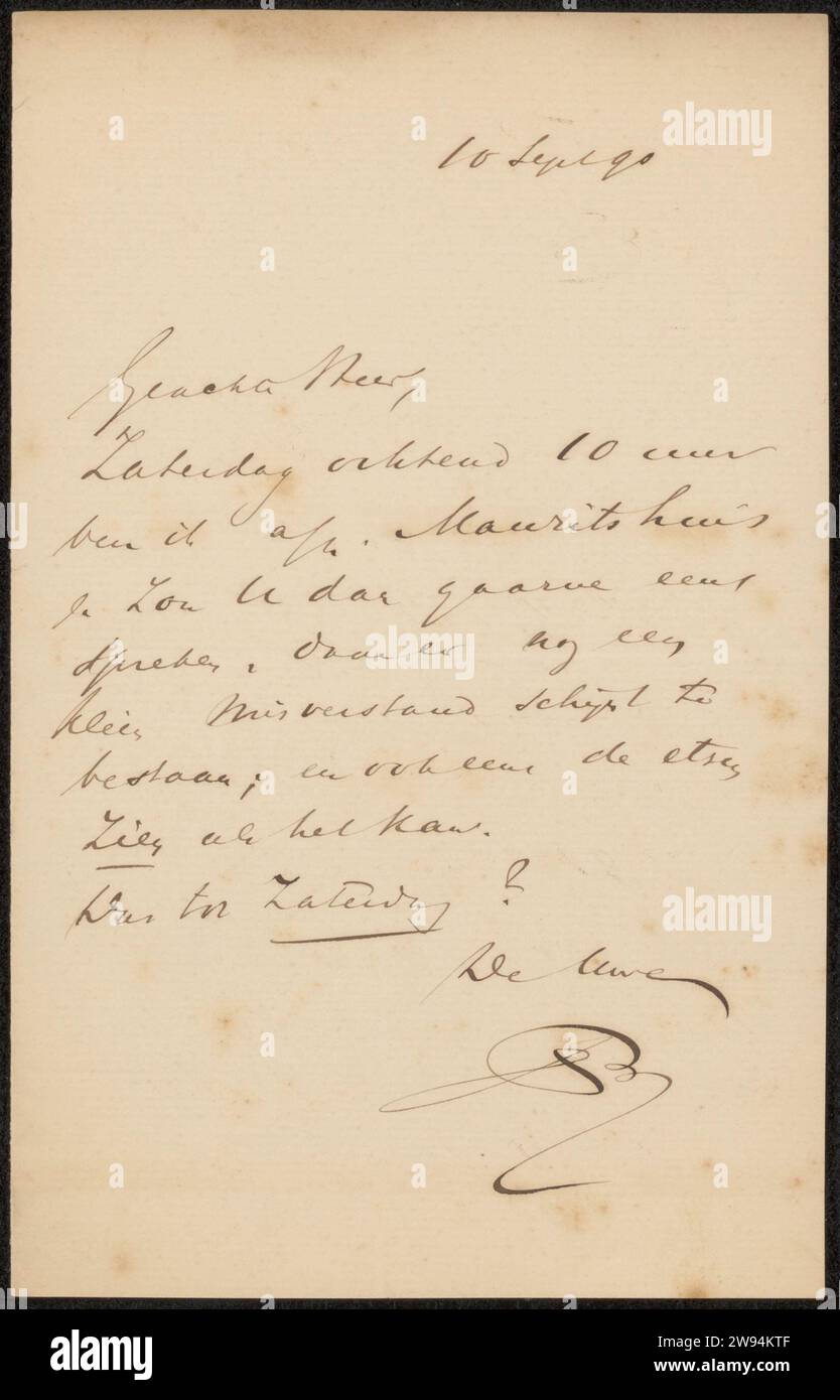 Letter to Philip Zilcken, 1890 letter paper. ink writing (processes ...