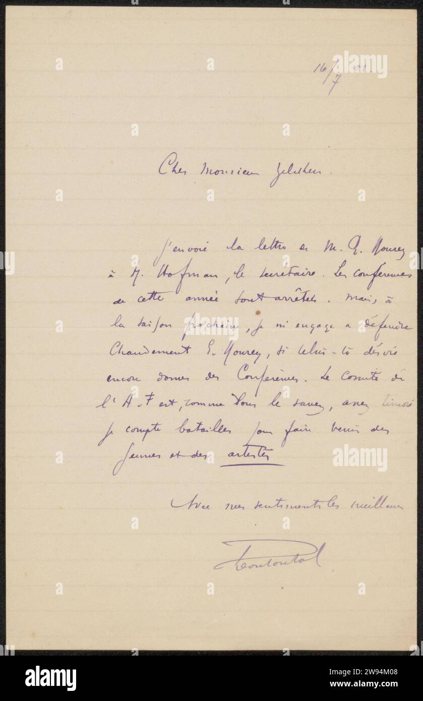 Pascal Letter Letter to Philip Zilcken, Léon Paschal, 1901 letter The Hague ink ...