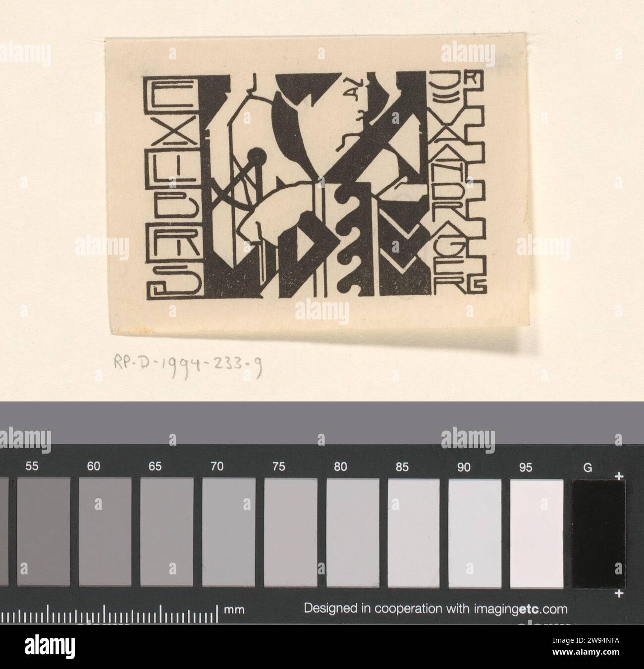 Ex Libris by J. van der Ager, Reijer Stolk, 1906 1945 print In the