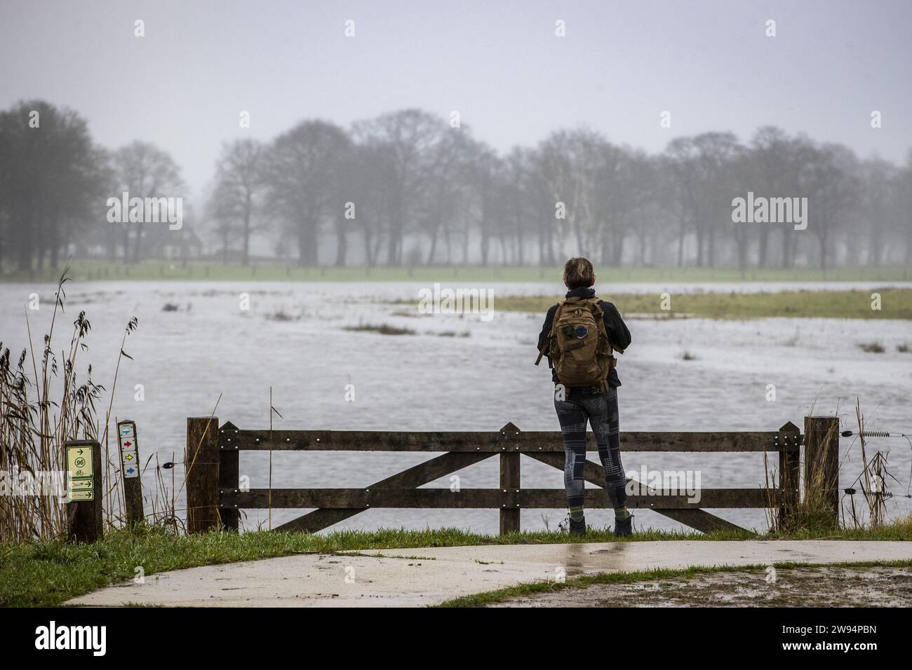 YPELO - River De Regge overflows its banks between Enter and Ypelo. Partly due to persistent rainfall, the water level in Dutch rivers has risen sharply. ANP VINCENT JANNINK netherlands out - belgium out Stock Photo