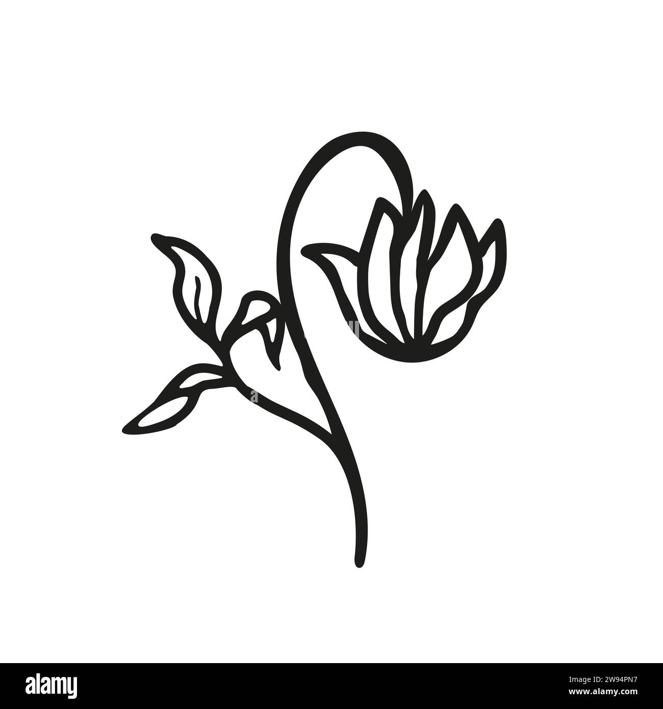 Spring abstract flower simple icon. Flower line art vector illustration ...