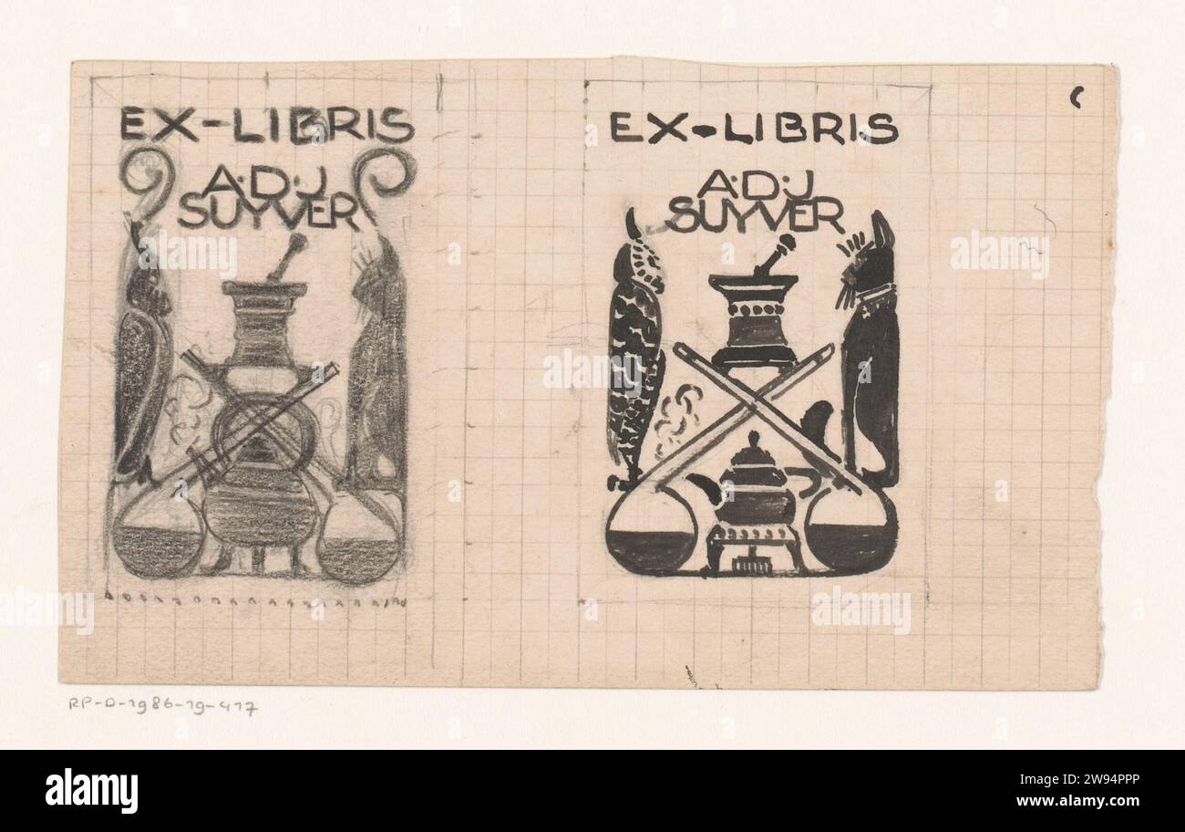 Designs for an ex libris from A.D.J. Suyver, Reinier Willem Petrus de