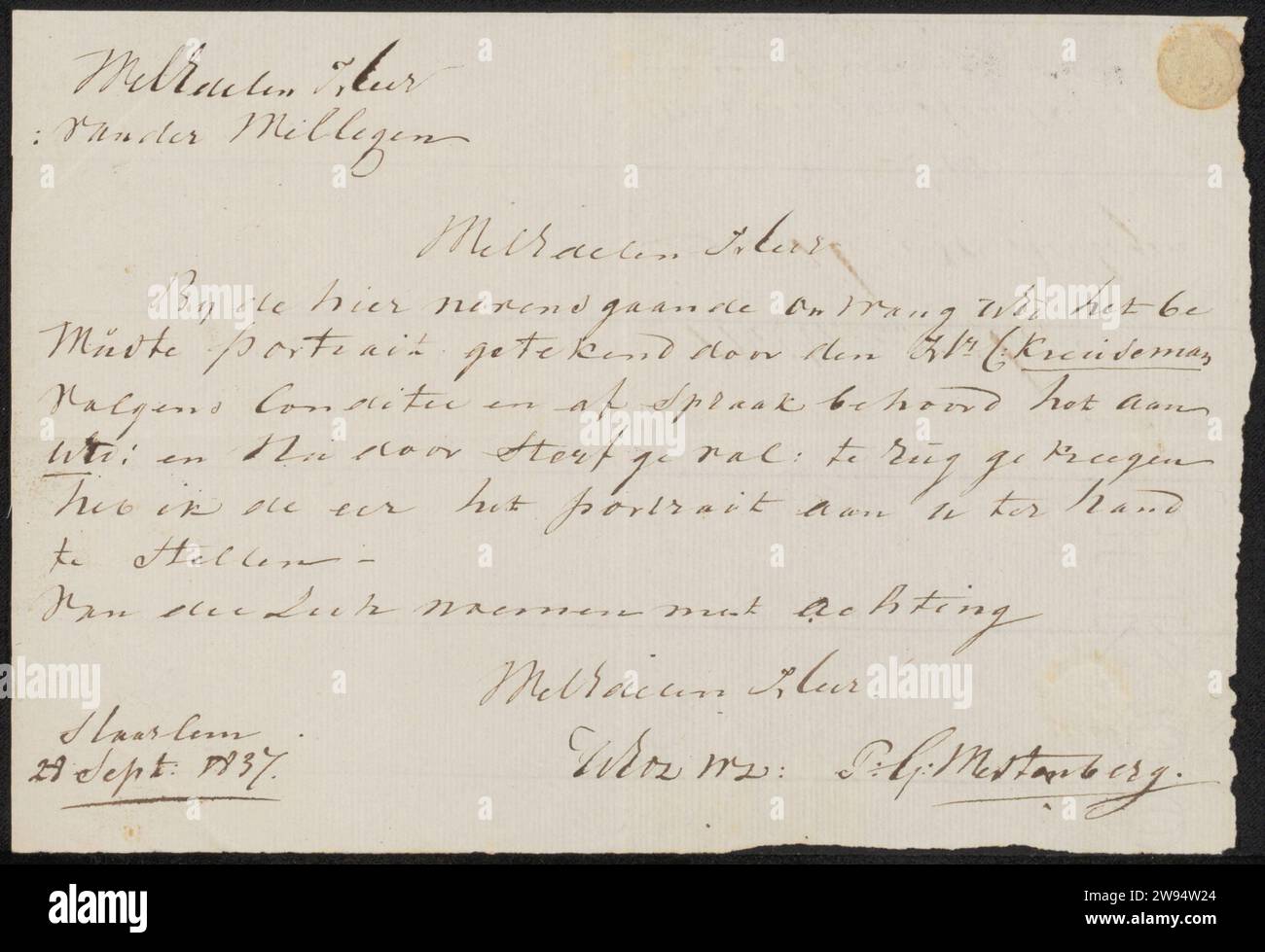 Letter to Adriaan van der Willigen, Pieter Westenberg, 1837