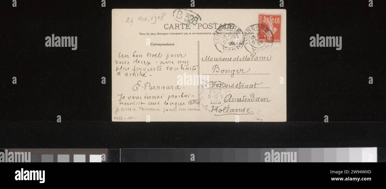 Postcard to Andries Bongger and Anne Marie Louise van der Linden, Émile ...
