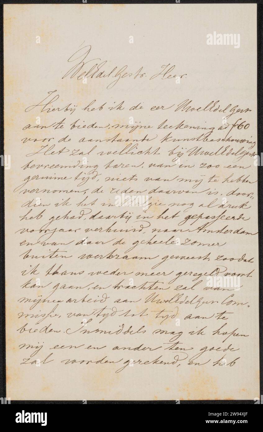 Letter to Anonymous, Albert Neuhuys (1844-1914), 1872 letter Amsterdam ...