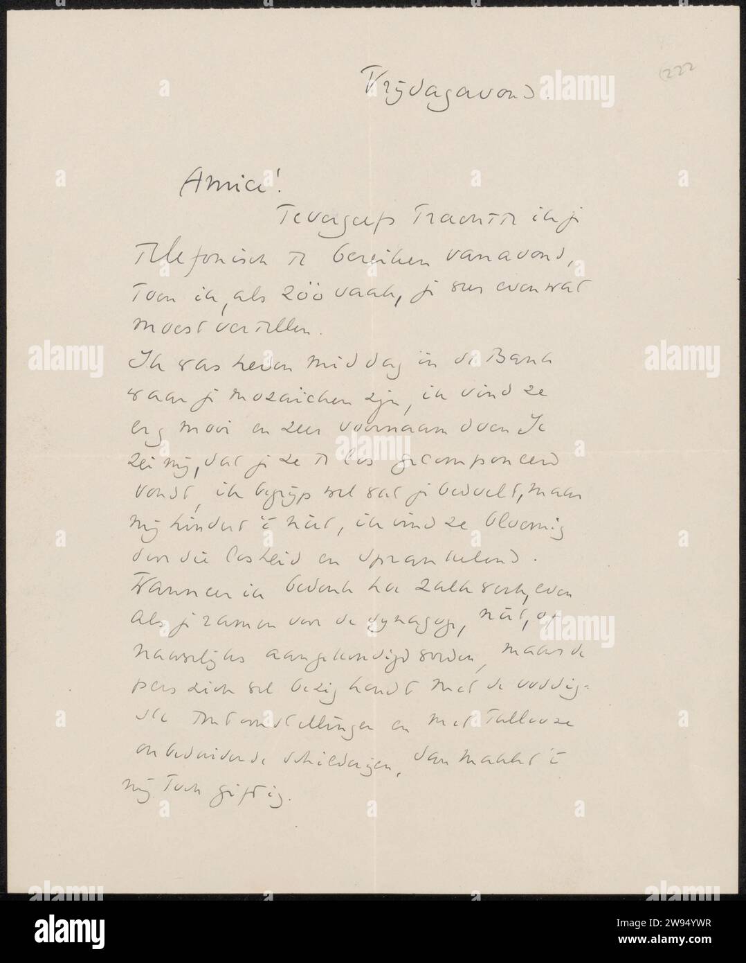 Letter to Willem Bogtman, Richard Nicolaüs Roland Holst, 1892 - 1938 ...