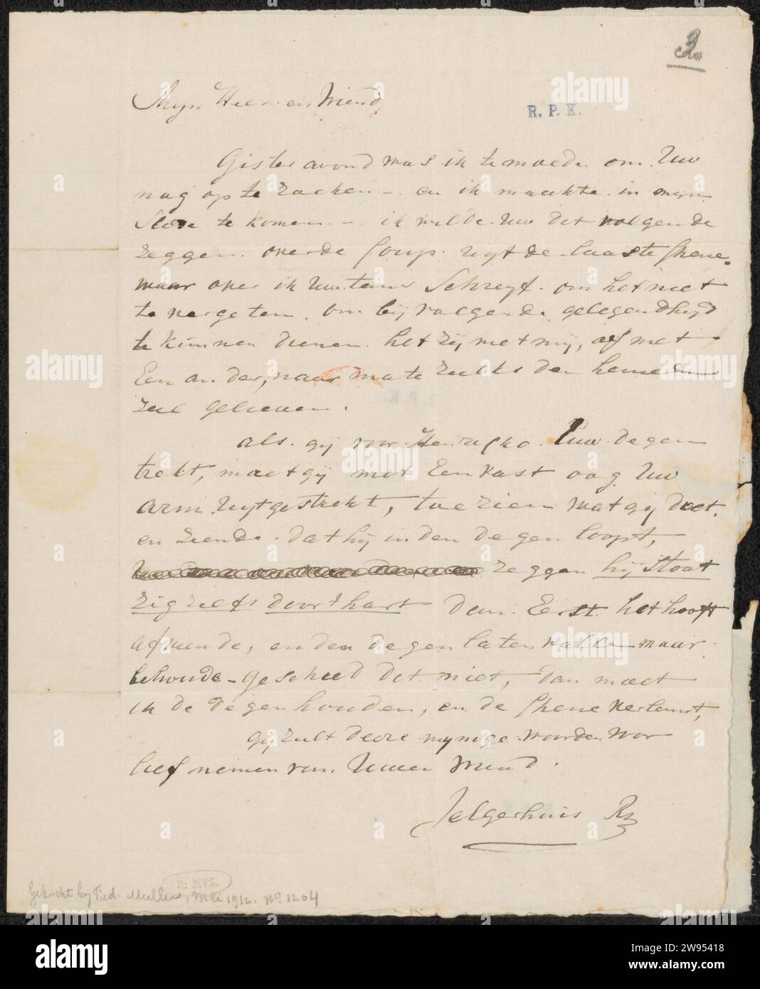 Letter to the Heer Peters, Johannes Jelgerhuis, 1780 - 1836 letter ...