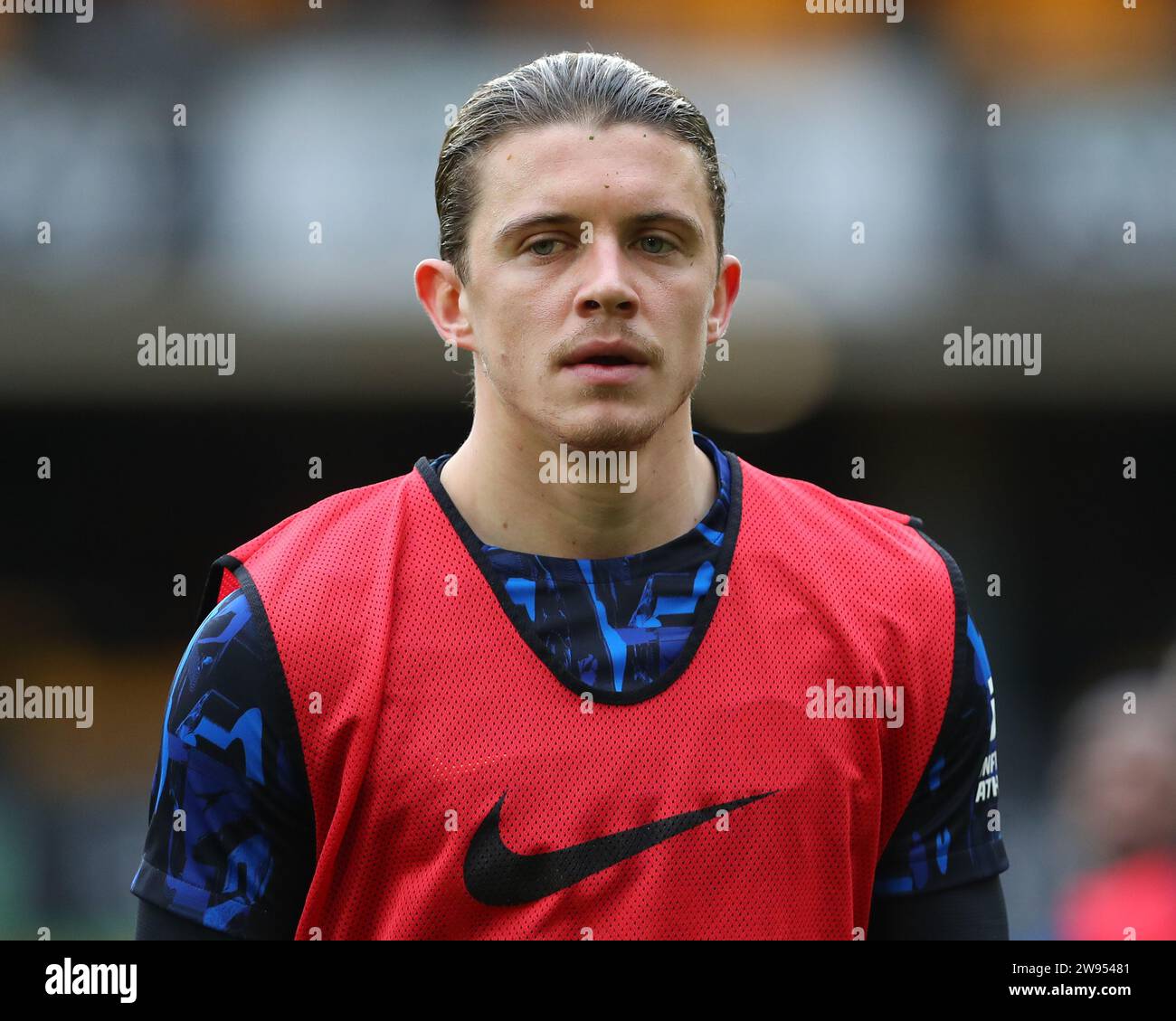 Wolverhampton, UK. 24th Dec, 2023. Conor Gallagher of Chelsea warms up ahead of the match, during the Premier League match Wolverhampton Wanderers vs Chelsea at Molineux, Wolverhampton, United Kingdom, 24th December 2023 (Photo by Gareth Evans/News Images) Credit: News Images LTD/Alamy Live News Stock Photo