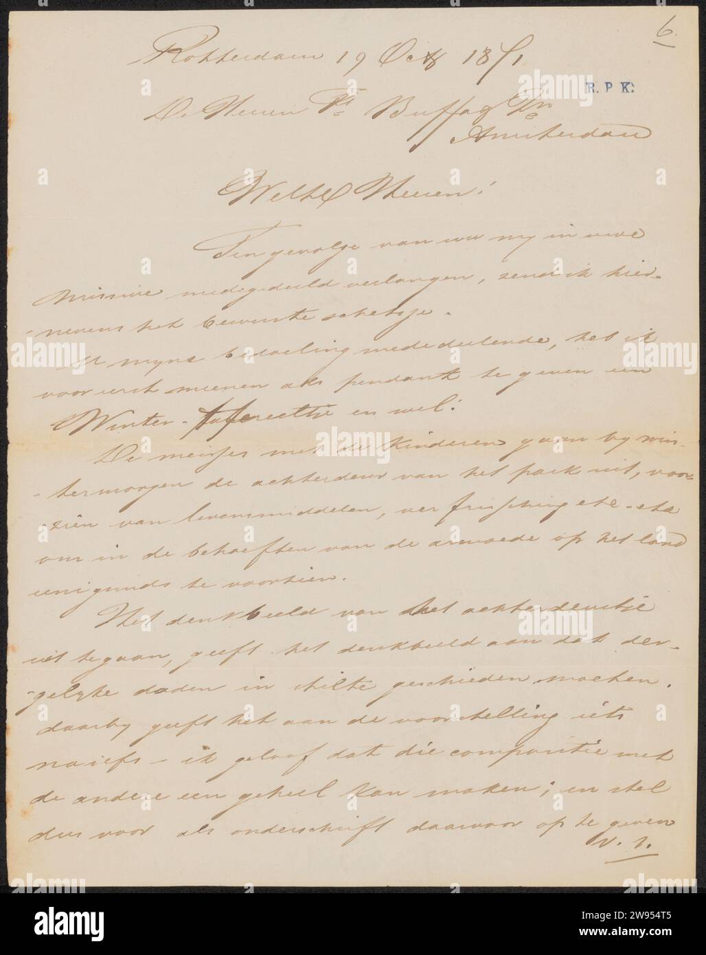 Letter to Frans Buffa and Sons, Charles Rochussen, 1871 letter ...