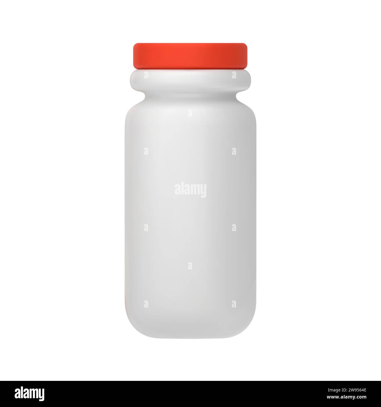 3D vector closed plastic container with medical tabs. Cartoon bottle with pills. Pharmaceutical product, medicine. Vector illustration in cartoon mini Stock Vector
