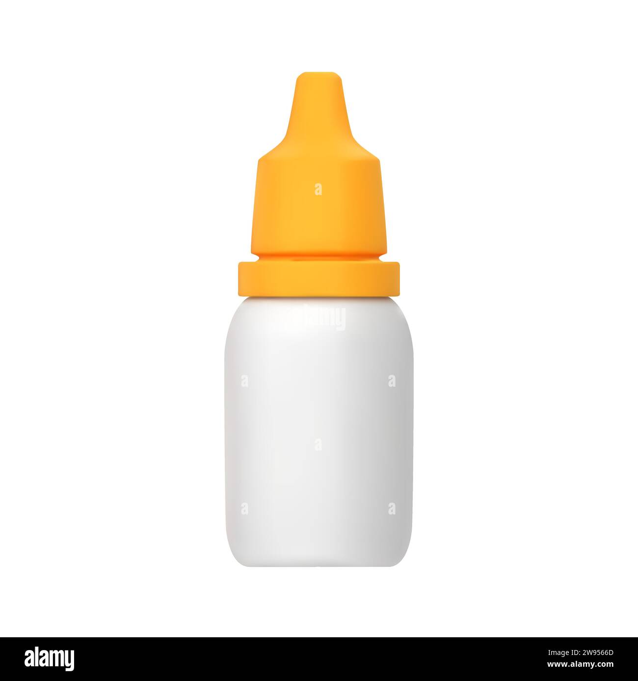 3D Vector nasal, eye drops. Closed plastic bottle. Container with medical drug for nose, eyes. Blank packaging. Vector illustration in cartoon minimal Stock Vector