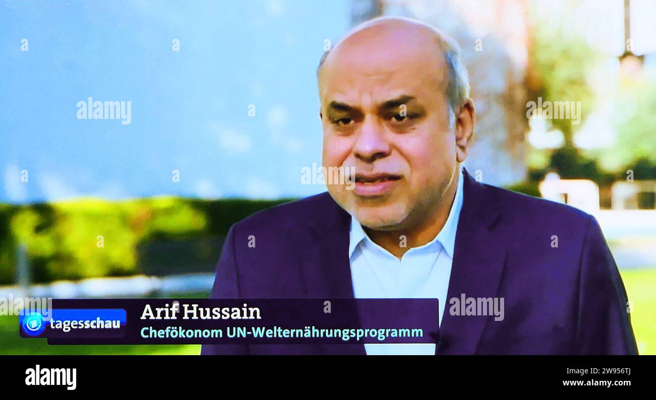 Arif Hussain Chefökonom UN-Welternährungsprogramm - hier Tagesschau 22.12.2023 *** Arif Hussain Chief Economist UN World Food Program here Tagesschau 22 12 2023 Stock Photo