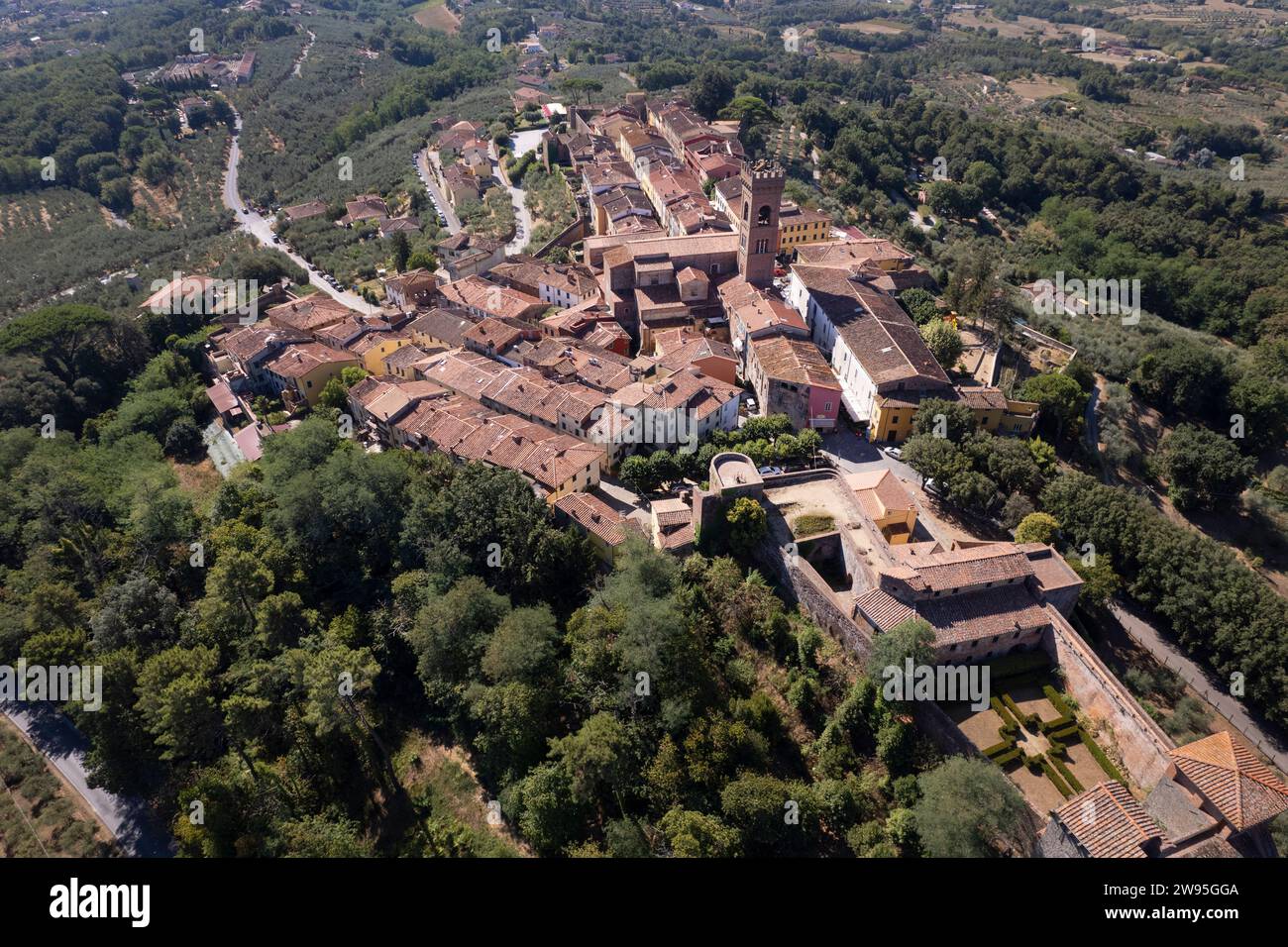 Aerial photographic documentation of the medieval town of Montecarlo in ...