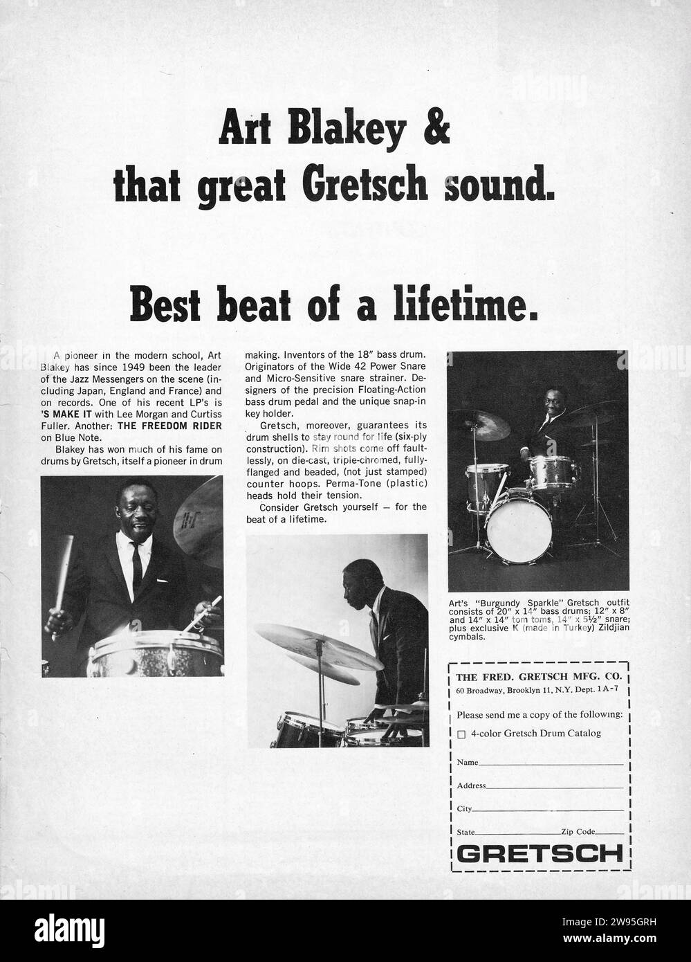 An ad from a 1968 music magazine featuring legendary jazz drummer Art