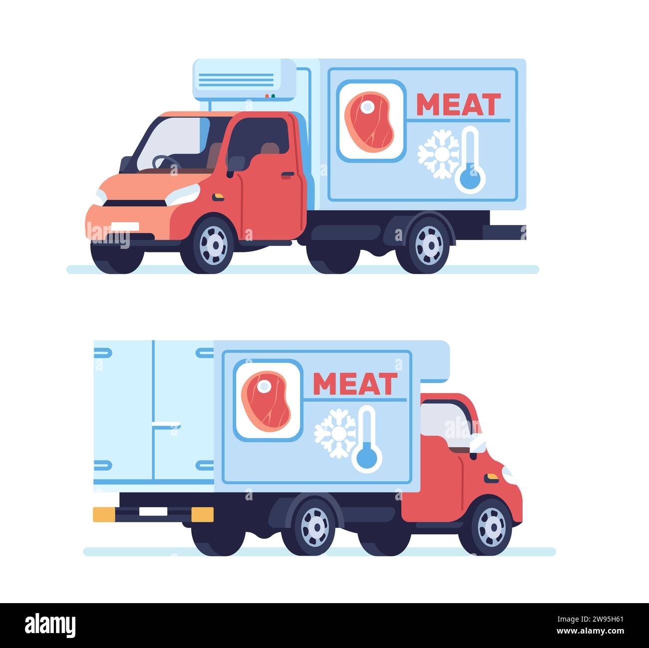 Machine with refrigerator for meat safe transportation. Cargo truck