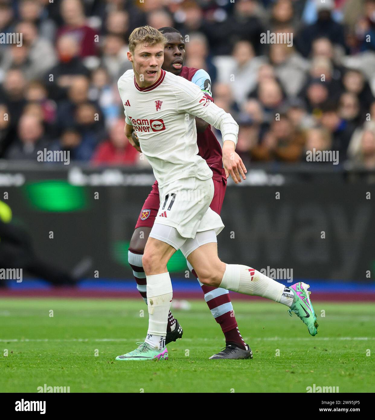 Hjlund London, UK. 23rd Dec, 2023 - West Ham United v Manchester United ...