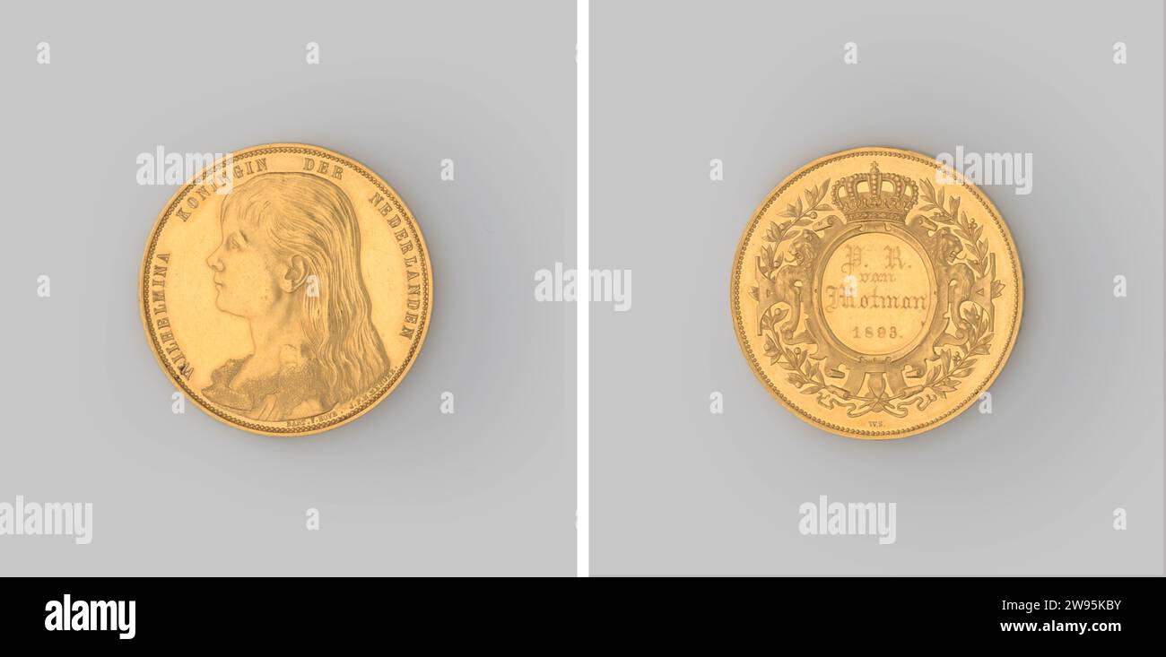 Honorary Medal of Queen Wilhelmina Awarded in 1893 to P.R. van Motman