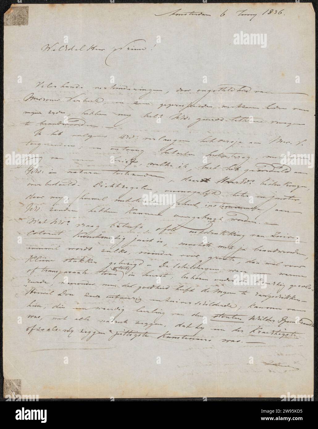 Letter to Anonymous, Jan Adam Kruseman, 1836 letter Amsterdam paper ...