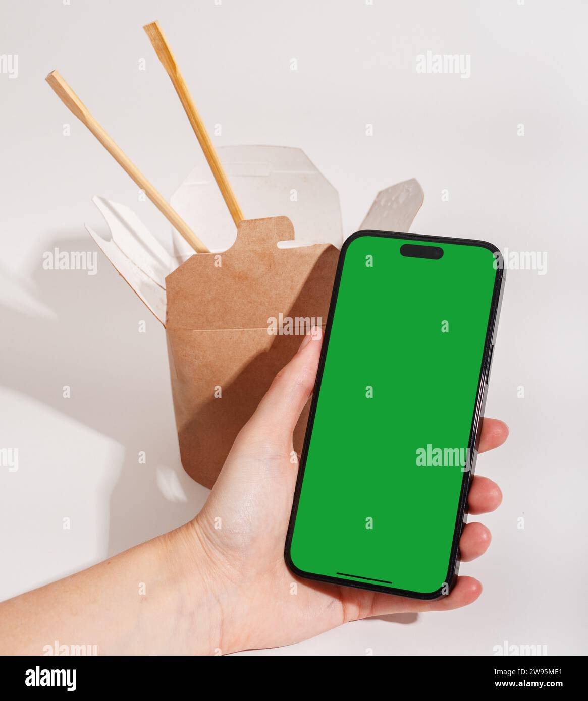 Berlin Germany December 21 2023 Iphone 14 pro display mockup in hands