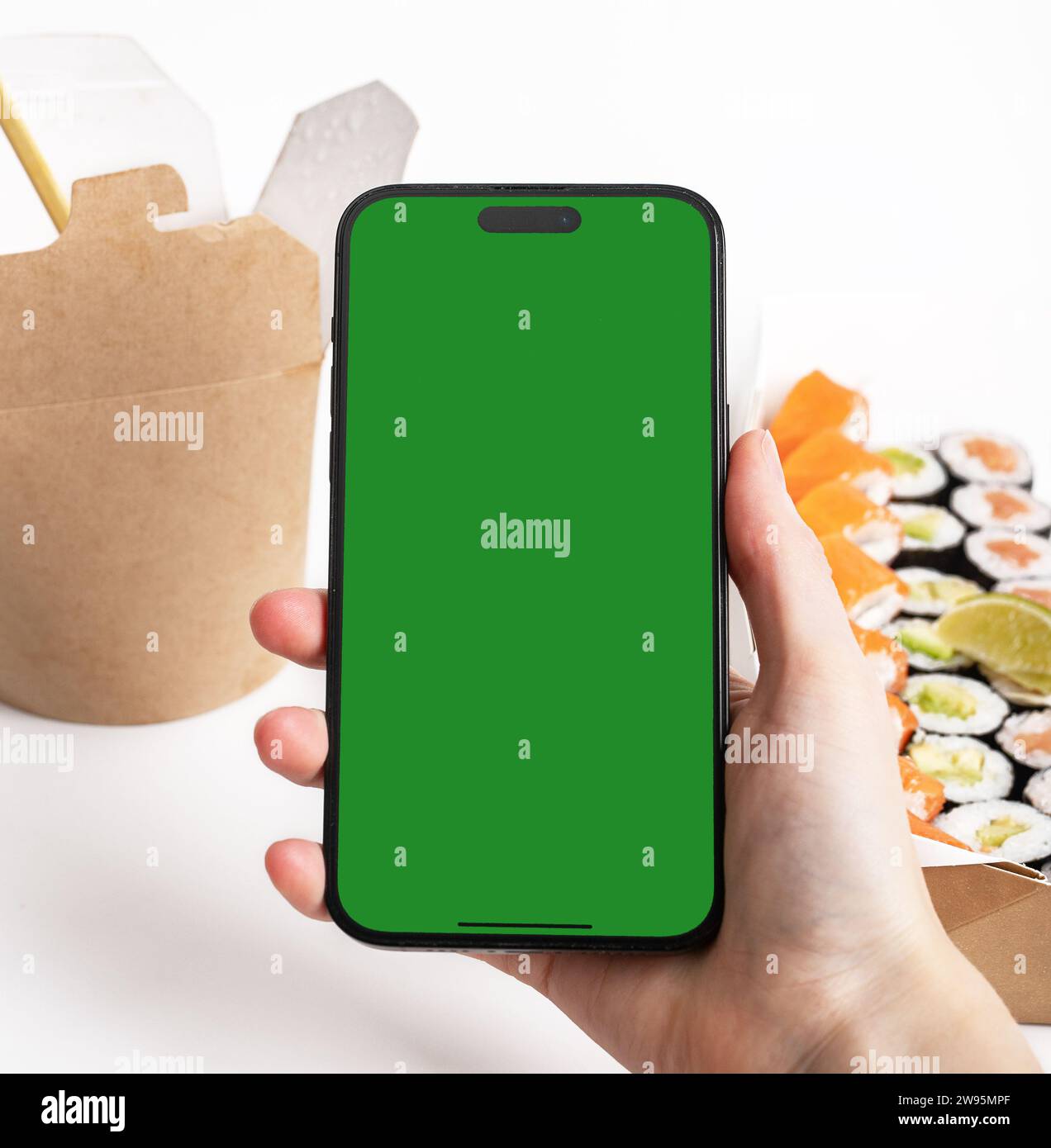 Berlin Germany December 21 2023 Iphone 14 pro screen mockup in hand