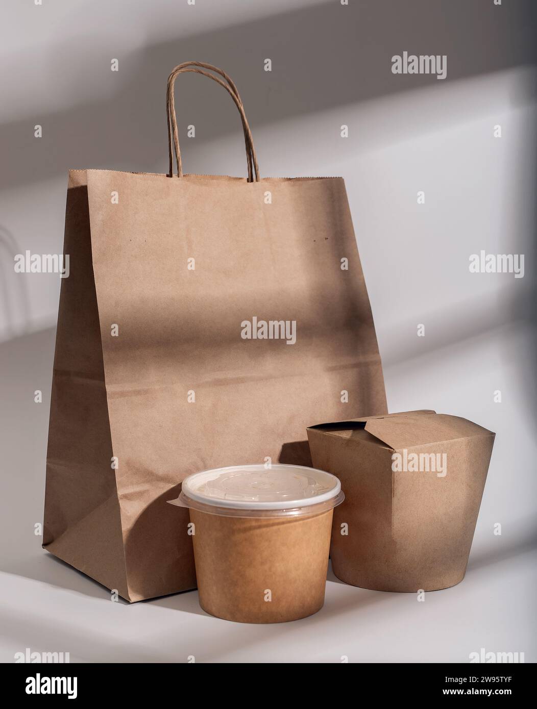 Food package, boxes mockup for Asian delivery, paper bag, carton soup ...